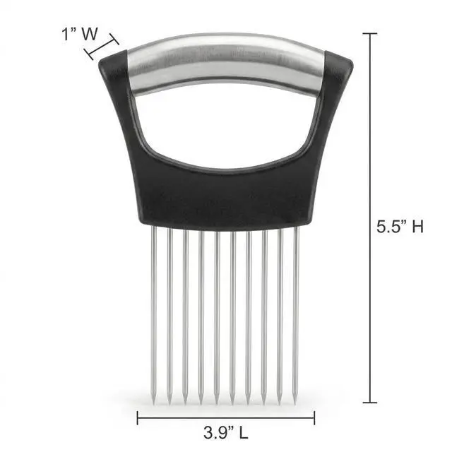 Alt view image 4 of 7 - Holder for Slicing 2026, Stainless Steel Onion Slicer & Cutter with Finger Guard, Ergonomic Anti-Slip Handle, Multi-Use Kitchen Tool for Tomato, Potato, Avocado, Egg, Lemon & Meat