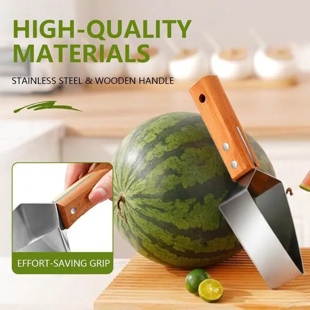 Alt view image 4 of 7 - Watermelon Slicer Cutter Tool Knife Triangle Melon Stainless Steel Water Cut Cantaloupe Chunks Generic Fruit One Second Simply Fork Wedge Round Triangular 2026 New Wooden Handle