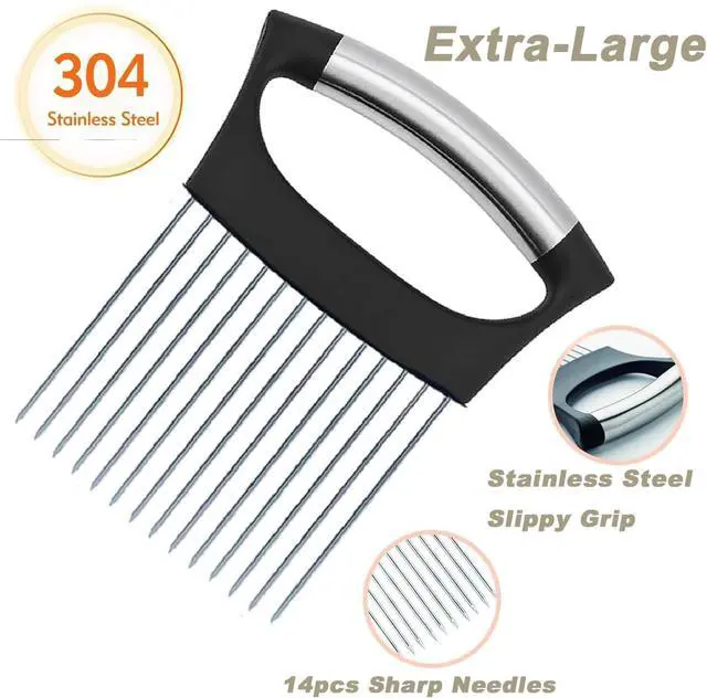 Alt view image 3 of 7 - Holder for Slicing, Large Onion Cutter Vegetable Chopper,Stainless Steel Lemon Slicer with 14 Needles,Kitchen Chopper Slicing Assistant Tool for Tomato Potato Avocados Eggs Meat Chopper