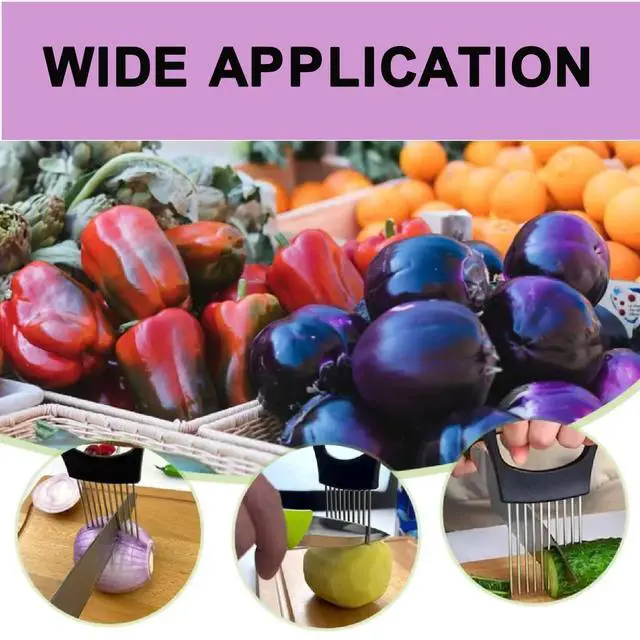 Alt view image 7 of 7 - Holder for Slicing, Large Onion Cutter Vegetable Chopper,Stainless Steel Lemon Slicer with 14 Needles,Kitchen Chopper Slicing Assistant Tool for Tomato Potato Avocados Eggs Meat Chopper