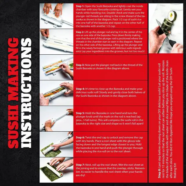 Alt view image 6 of 7 - Sushi Making Kit, 22-in-1 Sushi Bazooka Sushi Roller bamboo sushi rolling mat Includes Avocado Slicer, Sushi Knife, Sushi Mold, Chopsticks, DIY Kit Tool Sushi making set for Beginners