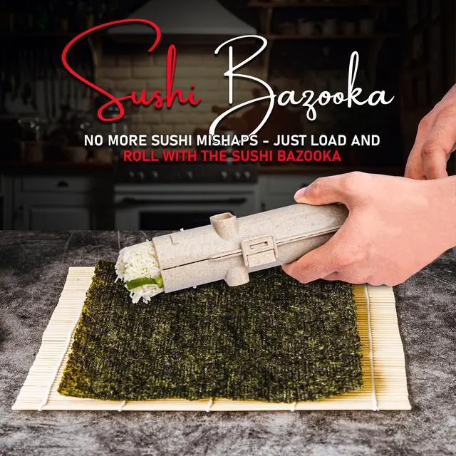 Alt view image 5 of 7 - Sushi Making Kit, 22-in-1 Sushi Bazooka Sushi Roller bamboo sushi rolling mat Includes Avocado Slicer, Sushi Knife, Sushi Mold, Chopsticks, DIY Kit Tool Sushi making set for Beginners