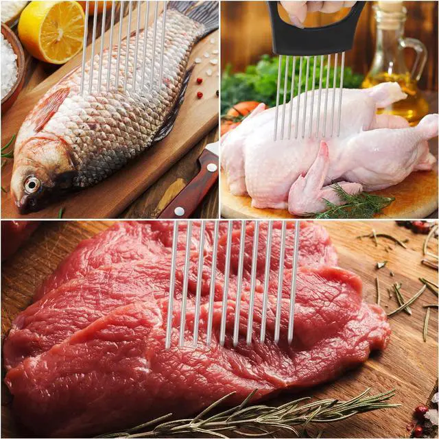 Alt view image 7 of 7 - 3 Pcs Onion Slicer Holder, All purpose Food Slicer Assistant Tool for Cucumber, Tomato, Potato, Egg, Avocados, Fruit Lemon and Meat