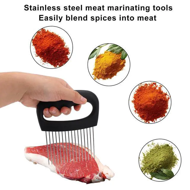 Alt view image 3 of 7 - Holder for Slicing, Extra-Large Stainless Steel Tomato and Potato Slicer with 16 Long Needles Versatile Food Slice Holder Home Kitchen Tool for Meat Onion Tomato Potato