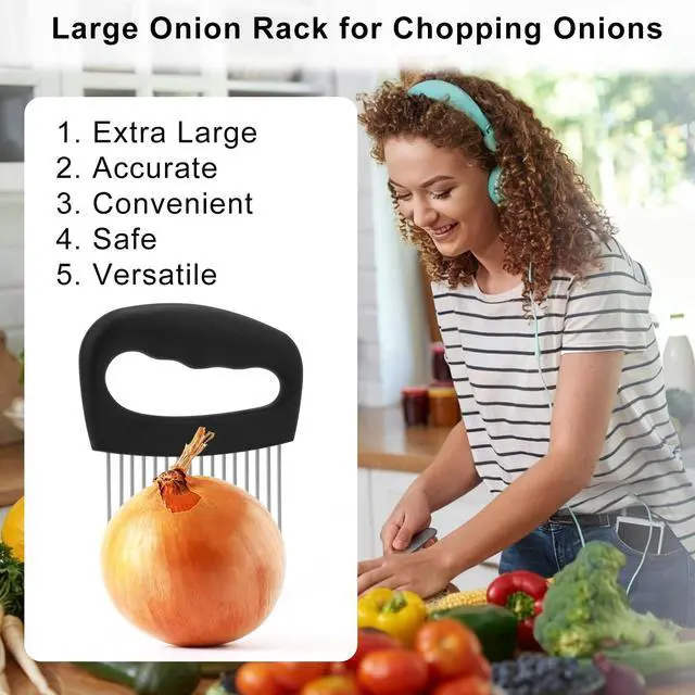 Alt view image 5 of 7 - Holder for Slicing, Extra-Large Stainless Steel Tomato and Potato Slicer with 16 Long Needles Versatile Food Slice Holder Home Kitchen Tool for Meat Onion Tomato Potato