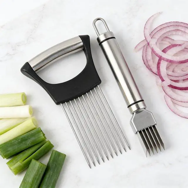 Alt view image 2 of 7 - Holder & Slicer Set, Kitchen Scallion Onion Cutter, Kitchen Herb Cutter, Scallion Shredding Tool, Chopper for Slicing of Tomatoes, Avocados, Eggs and Other Vegetables