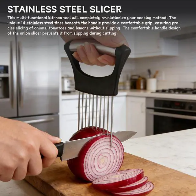 Alt view image 5 of 7 - Holder & Slicer Set, Kitchen Scallion Onion Cutter, Kitchen Herb Cutter, Scallion Shredding Tool, Chopper for Slicing of Tomatoes, Avocados, Eggs and Other Vegetables