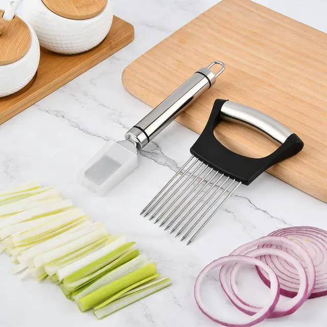Alt view image 3 of 7 - Holder & Slicer Set, Kitchen Scallion Onion Cutter, Kitchen Herb Cutter, Scallion Shredding Tool, Chopper for Slicing of Tomatoes, Avocados, Eggs and Other Vegetables