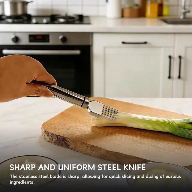 Alt view image 6 of 7 - Holder & Slicer Set, Kitchen Scallion Onion Cutter, Kitchen Herb Cutter, Scallion Shredding Tool, Chopper for Slicing of Tomatoes, Avocados, Eggs and Other Vegetables