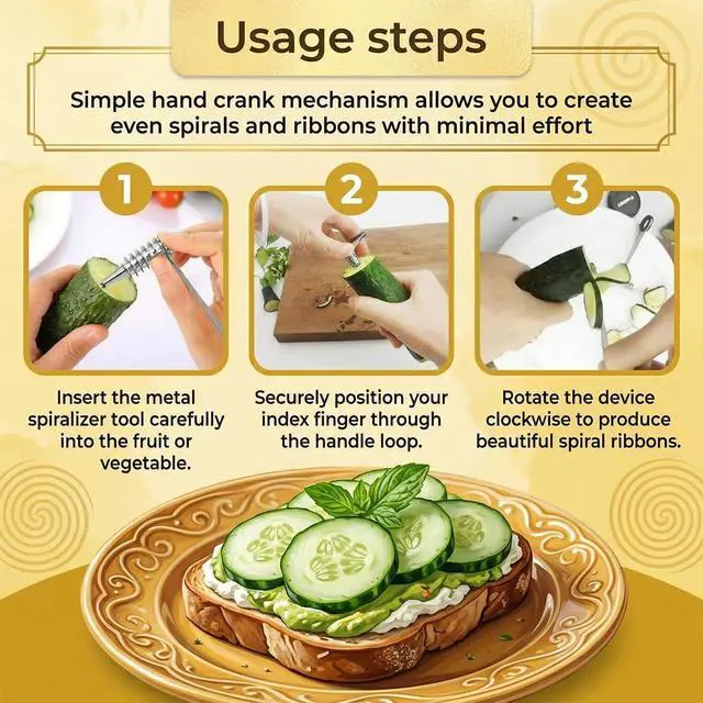 Alt view image 4 of 6 - 2 Pcs Potato Spiral Cutter And V Shape Fruit Carving Tool,Stainless Steel Spiral Potato Cutter,Vegetable Spiralizer,cucumber slicer,Fruit Cutter Shapes,For Potatoes Slicing Or Melon Engraving