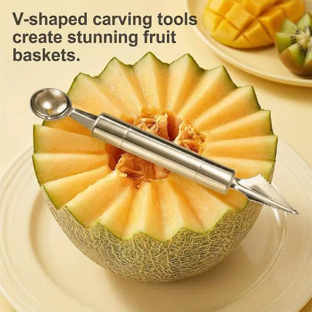 Alt view image 6 of 6 - 2 Pcs Potato Spiral Cutter And V Shape Fruit Carving Tool,Stainless Steel Spiral Potato Cutter,Vegetable Spiralizer,cucumber slicer,Fruit Cutter Shapes,For Potatoes Slicing Or Melon Engraving