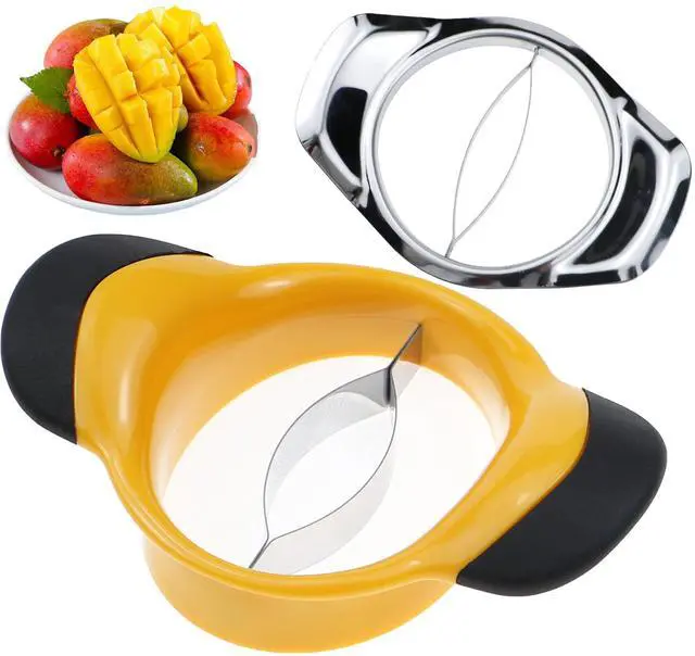Main image of 2 Packs Mango Slicer Stainless Steel Fruit Tool for Large/Small Mangoes - Family-Friendly Effortless Pitting for Homemade Smoothies, Salads & Desserts