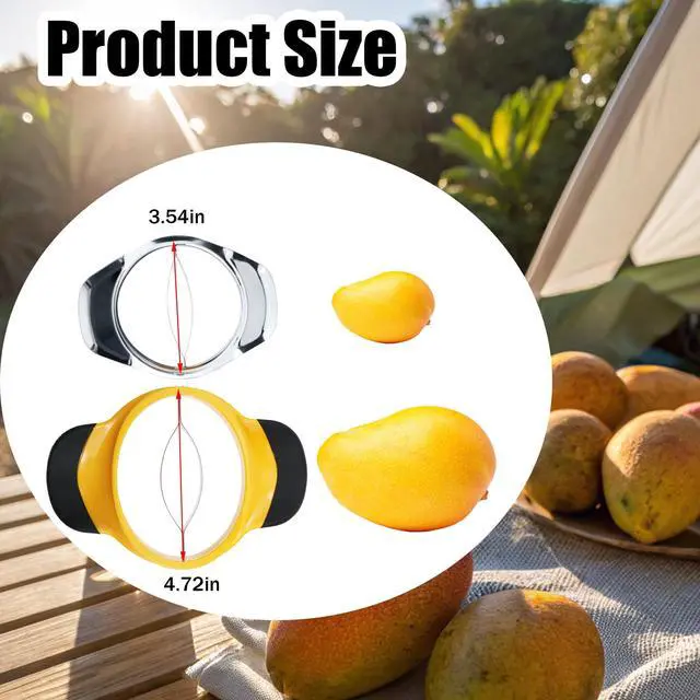 Alt view image 2 of 6 - 2 Packs Mango Slicer Stainless Steel Fruit Tool for Large/Small Mangoes - Family-Friendly Effortless Pitting for Homemade Smoothies, Salads & Desserts