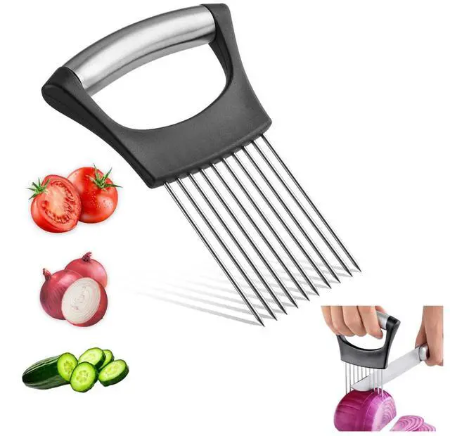Main image of Holder For Slicing, Stainless Steel Onion Cutter, Vegtable And Fruit Slicer, Onion Slicing Tool Of Potato, Egg, Avocado, Meat, Lemon And Other Kitchen Utensils