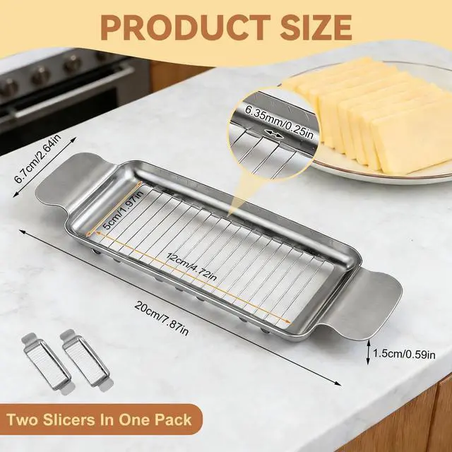 Alt view image 3 of 7 - 2Pcs Cheese Slicer & Butter Slicer Cutter for Block Cheese, Butter Squares