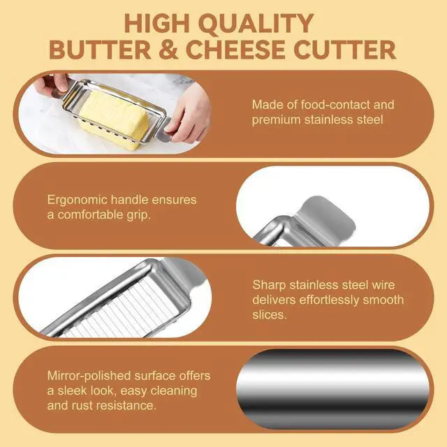Alt view image 4 of 7 - 2Pcs Cheese Slicer & Butter Slicer Cutter for Block Cheese, Butter Squares