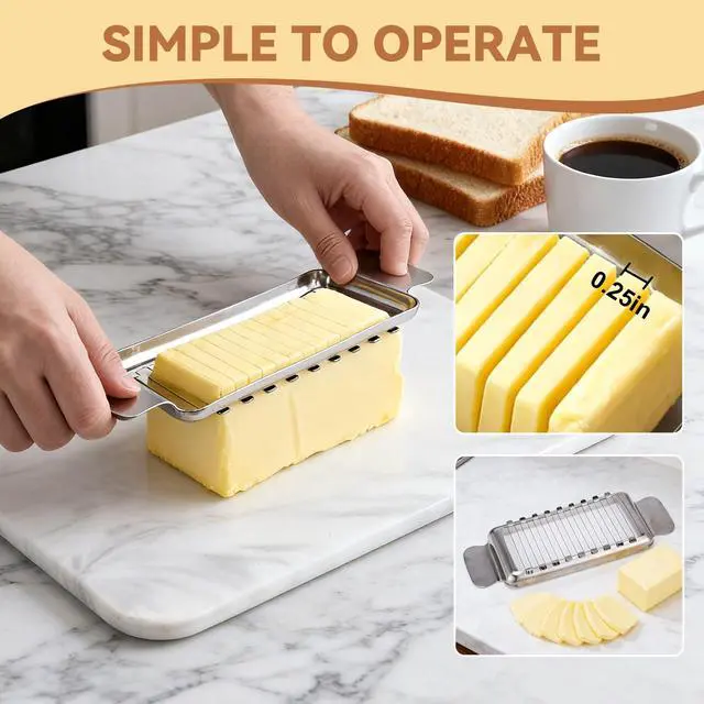 Alt view image 5 of 7 - 2Pcs Cheese Slicer & Butter Slicer Cutter for Block Cheese, Butter Squares