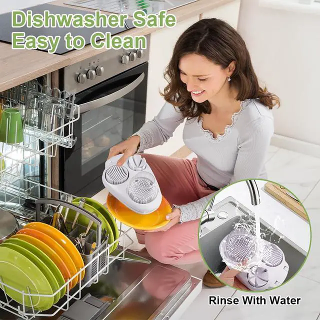 Alt view image 7 of 7 - 3 in 1 Egg Slicer for Hard Boiled Eggs with Cleaning Brush, Multipurpose 3-Way Cutter with 3 Slice Modes, Heavy Duty, Hard Boiled Egg Cutter & Fruit Slicer, Dishwasher Safe (White)