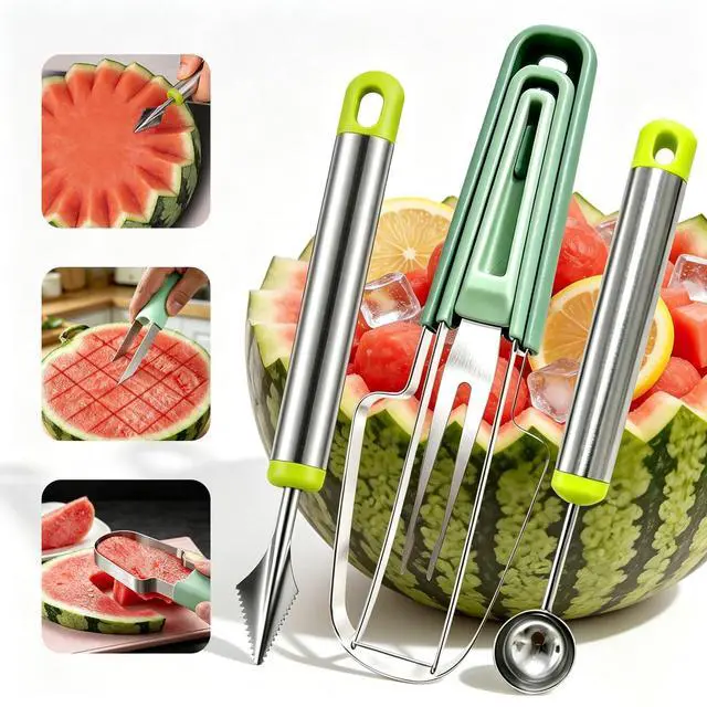 Main image of Watermelon Slicer, Stainless Steel Watermelon Popsicle Cutter Mold