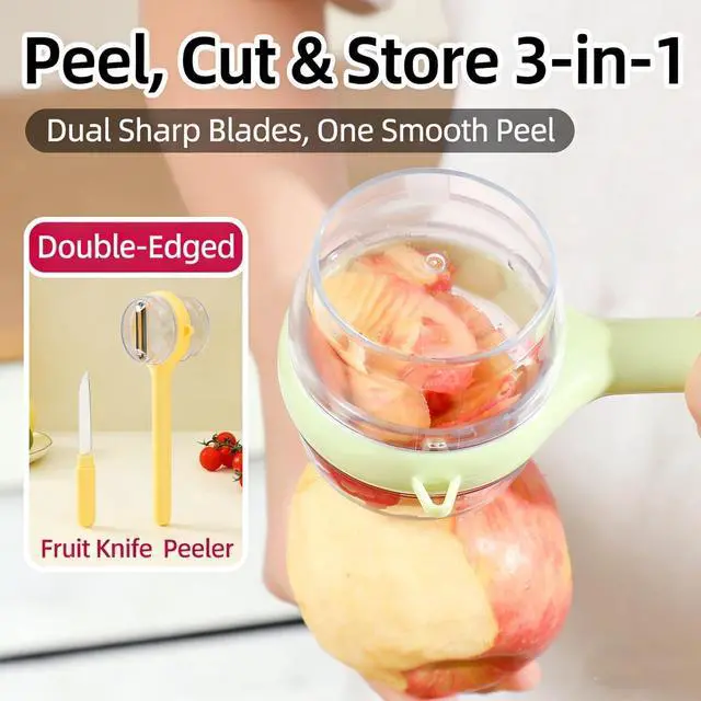 Alt view image 2 of 7 - 3-Piece Kitchen Set Stainless Steel Onion Holder Slicer with 10 Forks, Peeler with Storage Box, 3-in-1 Cup Lid & Gap Brush for Slicing Potato, Avocado, Eggs, Lemon, Meat