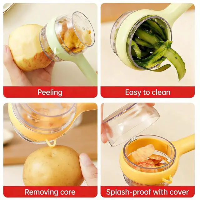 Alt view image 4 of 7 - 3-Piece Kitchen Set Stainless Steel Onion Holder Slicer with 10 Forks, Peeler with Storage Box, 3-in-1 Cup Lid & Gap Brush for Slicing Potato, Avocado, Eggs, Lemon, Meat