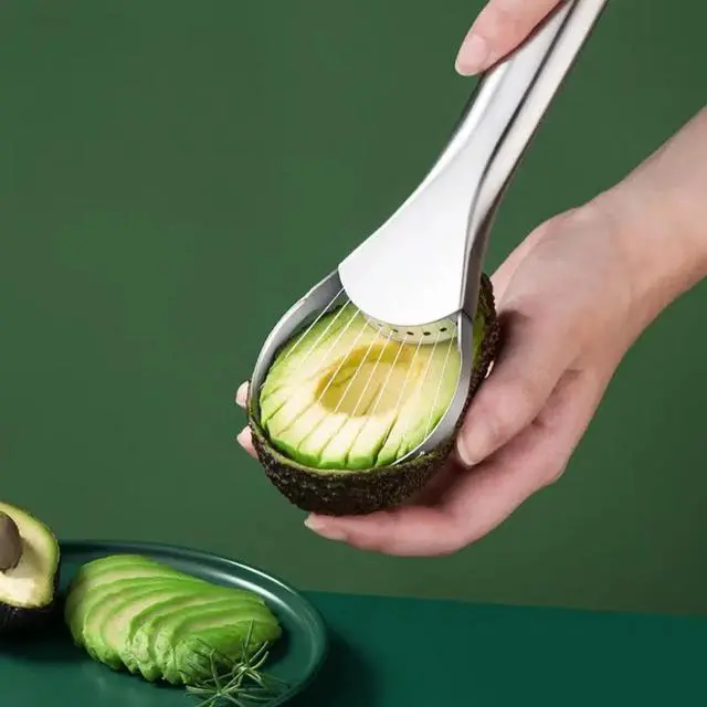 Main image of Avocado Slicer Tool 2-in-1 Avocado Cutter & Saver | Stainless Steel Avocado Knife & Pitter | Multi-Function Fruit Cutter for Dragon Fruit, Kiwi, Papaya | Dishwasher Safe