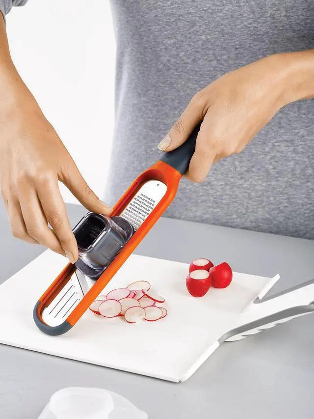 Alt view image 4 of 7 - 2-in-1 Mini Grater & Slicer Compact Kitchen Tool with Sharp Stainless Steel Blades