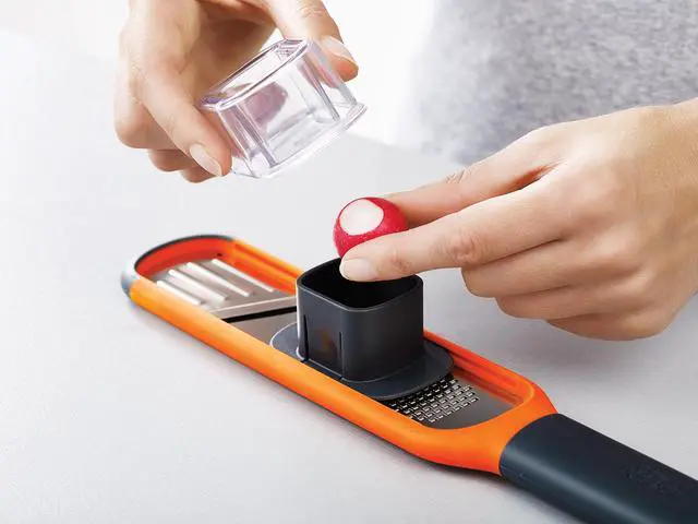 Alt view image 5 of 7 - 2-in-1 Mini Grater & Slicer Compact Kitchen Tool with Sharp Stainless Steel Blades
