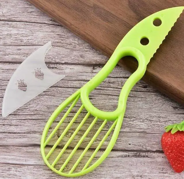 Main image of 3-in-1 Avocado Slicer Tool, Green Plastic Kitchen Gadget with Fruit Corer, Pulp Separator, Butter Peeler for Food Prep