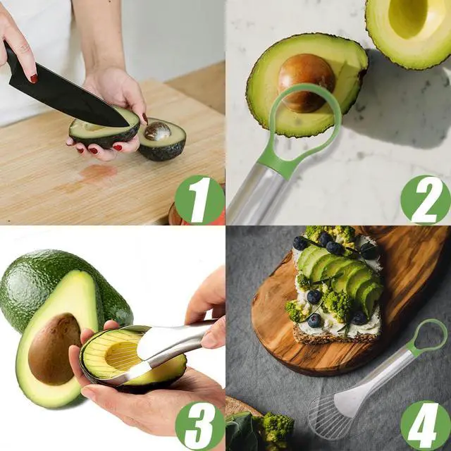 Alt view image 3 of 5 - Avocado Slicer, 2 in 1 Stainless Steel Avocado Slicer and Pitter Tool, Avocado Cutter, Avocado Pit Remover, Avocado Peeler, 1Pcs