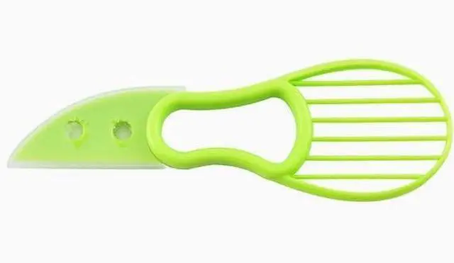 Alt view image 2 of 2 - 3-in-1 Avocado Slicer Tool, Green Plastic Kitchen Gadget with Fruit Corer, Pulp Separator, Butter Peeler for Food Prep
