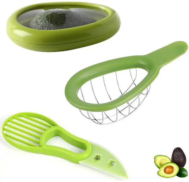 Main image of Avocado Slicer Tools 3 PCS - Avocado Saver for Fridge to Keep - Avocado Slicer for Peeler Pitter - Avocado Cutter for Cuber Dicer - Fruit Vegetable Avocado Tools-Kitchen Gadgets