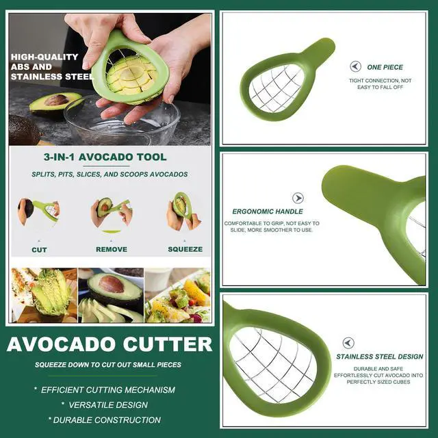 Alt view image 2 of 6 - Avocado Slicer Tools 3 PCS - Avocado Saver for Fridge to Keep - Avocado Slicer for Peeler Pitter - Avocado Cutter for Cuber Dicer - Fruit Vegetable Avocado Tools-Kitchen Gadgets