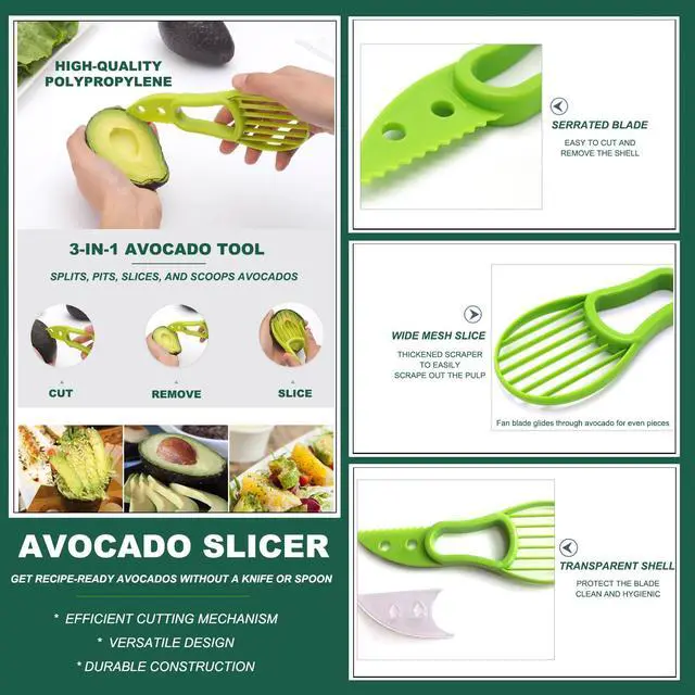 Alt view image 3 of 6 - Avocado Slicer Tools 3 PCS - Avocado Saver for Fridge to Keep - Avocado Slicer for Peeler Pitter - Avocado Cutter for Cuber Dicer - Fruit Vegetable Avocado Tools-Kitchen Gadgets