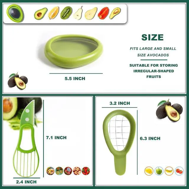 Alt view image 6 of 6 - Avocado Slicer Tools 3 PCS - Avocado Saver for Fridge to Keep - Avocado Slicer for Peeler Pitter - Avocado Cutter for Cuber Dicer - Fruit Vegetable Avocado Tools-Kitchen Gadgets
