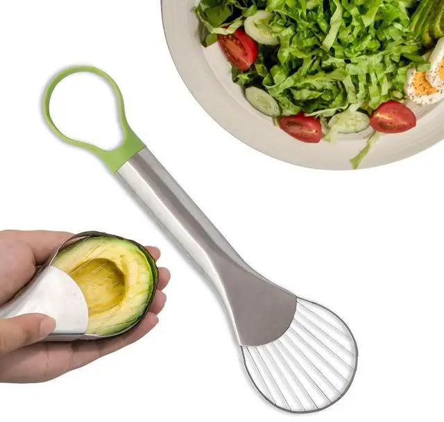 Main image of Avocado Slicer, 2 in 1 Stainless Steel Avocado Cutter Slicer/Peeler and Avocado Pit Remover, Cutting Thin Slices, Avocados Tool Fruit Cutter, Dishwasher Safe