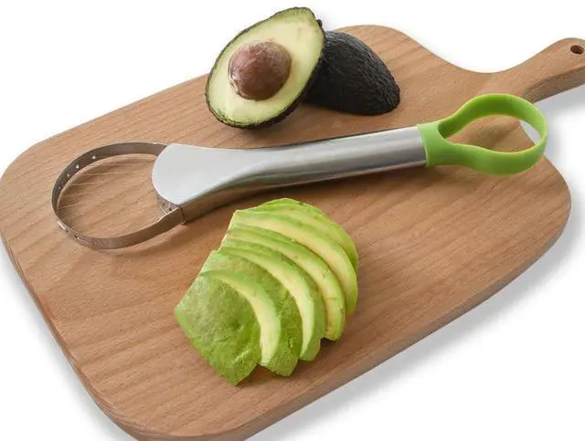 Alt view image 3 of 7 - Avocado Slicer, 2 in 1 Stainless Steel Avocado Cutter Slicer/Peeler and Avocado Pit Remover, Cutting Thin Slices, Avocados Tool Fruit Cutter, Dishwasher Safe