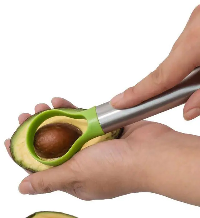 Alt view image 4 of 7 - Avocado Slicer, 2 in 1 Stainless Steel Avocado Cutter Slicer/Peeler and Avocado Pit Remover, Cutting Thin Slices, Avocados Tool Fruit Cutter, Dishwasher Safe