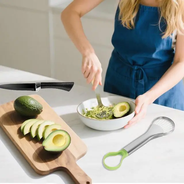Alt view image 6 of 7 - Avocado Slicer Tool 3 in 1, Stainless Steel Avocado Cutter Tool Set, Avocado Masher & Avocado Peeler Tools, Multi-Function Avocado Smasher Tools for Slicing, Scooping and Pit Removal