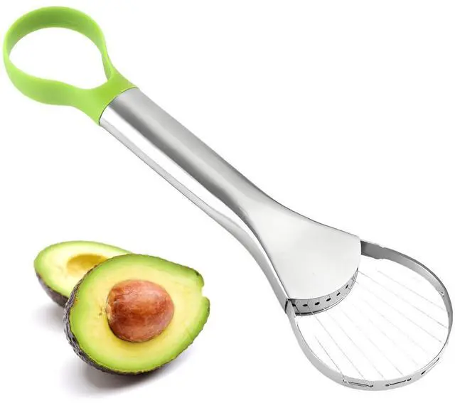 Main image of Avocado Slicer Tool, 3-in-1 Stainless Steel Avocado Cutter, Pitter & Peeler, Multi-Function Avocado Tool for Slicing, Scooping, and Pit Removal, Kitchen Gadget with Green Plastic Handle