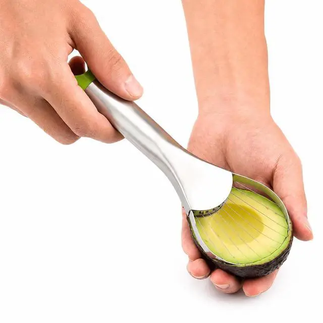 Alt view image 2 of 6 - Avocado Slicer Tool, 3-in-1 Stainless Steel Avocado Cutter, Pitter & Peeler, Multi-Function Avocado Tool for Slicing, Scooping, and Pit Removal, Kitchen Gadget with Green Plastic Handle