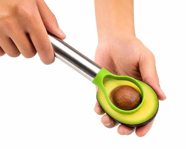 Alt view image 3 of 6 - Avocado Slicer Tool, 3-in-1 Stainless Steel Avocado Cutter, Pitter & Peeler, Multi-Function Avocado Tool for Slicing, Scooping, and Pit Removal, Kitchen Gadget with Green Plastic Handle