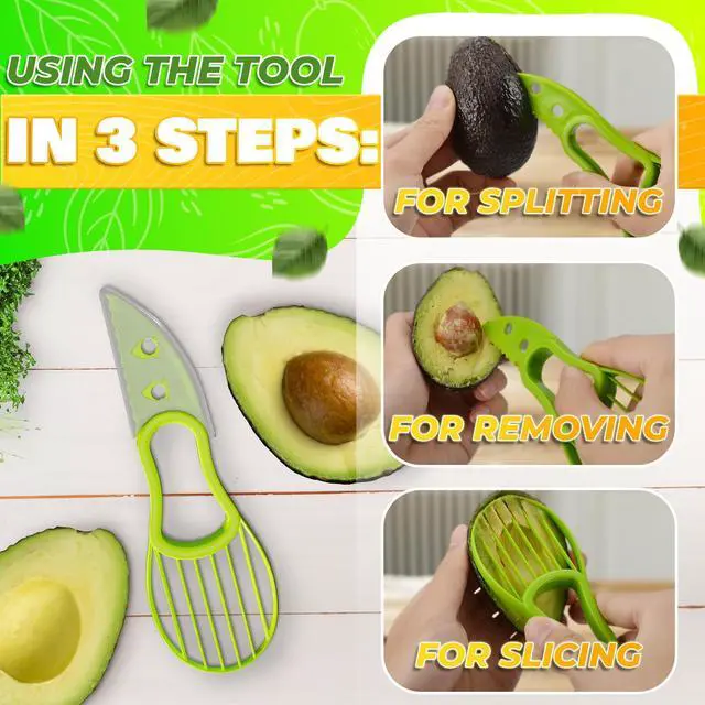 Alt view image 5 of 7 - Avocado Slicer Tool 3 in 1 Food-Grade Plastic Cutter, Peeler & Pit Remover for Easy Slicing, Scooping & Quick Food Prep Easy to Use Avocado Peeler Tool | Durable Ergonomic Design Kitchen Gadget