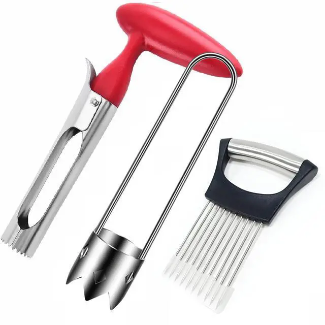 Main image of Fruit and Vegetable Corer Pepper Seed Apple Remover Bell Pepper Tomato Corer Tool Stainless Steel Kitchen Gadget onion slicer holder (Pepper Apple Corer Slicing)