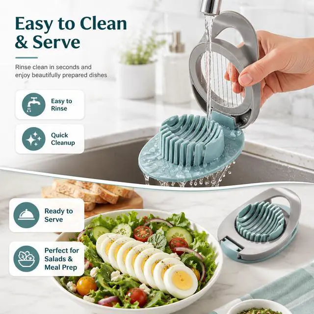 Alt view image 4 of 7 - Egg Slicer for Boiled Eggs Strawberry Cutter with Stainless Steel Wire Green
