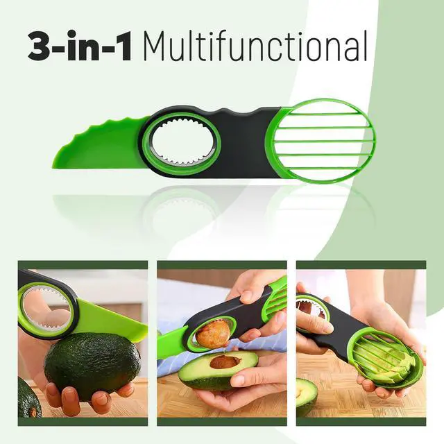 Alt view image 3 of 6 - 3 Piece Avocado Slicer Set, Includes Avocado Slicer, Avocado Cutter and Avocado Storage Container, Dishwasher Safe, for Avocado Cutting and Peeling, Essential Mashing Kitchen Tool