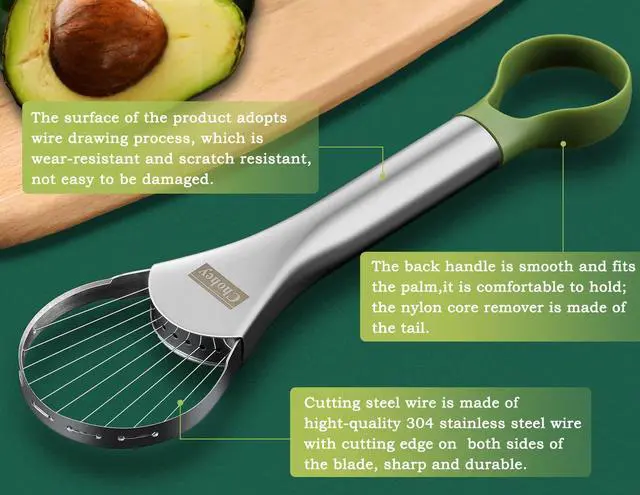 Alt view image 2 of 6 - Avocado Slicer,Avocado Pit Remover Cutter/Peeler,Well Made Stainless Steel Avocado Slicer and Pitter Tool,Really Cutting Thin Slices,The Best Holiday Gifts