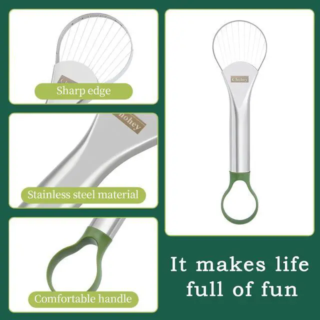 Alt view image 3 of 6 - Avocado Slicer,Avocado Pit Remover Cutter/Peeler,Well Made Stainless Steel Avocado Slicer and Pitter Tool,Really Cutting Thin Slices,The Best Holiday Gifts