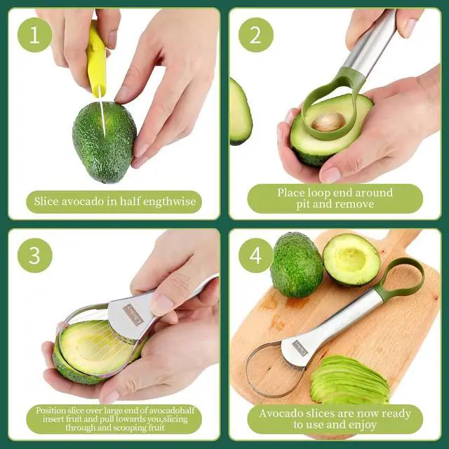Alt view image 4 of 6 - Avocado Slicer,Avocado Pit Remover Cutter/Peeler,Well Made Stainless Steel Avocado Slicer and Pitter Tool,Really Cutting Thin Slices,The Best Holiday Gifts