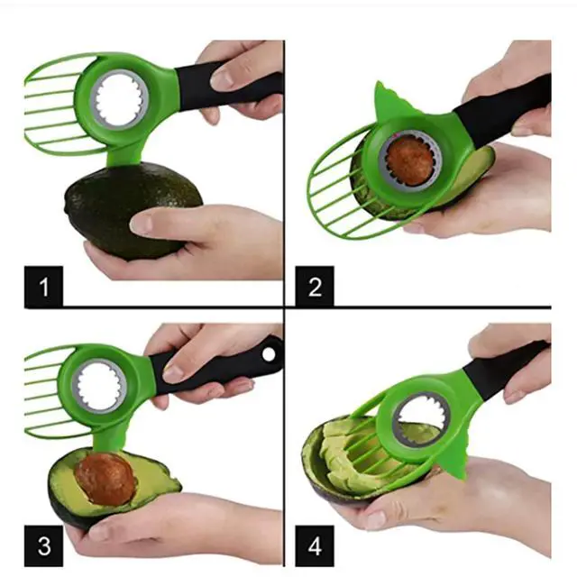 Alt view image 4 of 7 - 3-in-1 Avocado Slicer Tool - Avocado Cutter, Corer, Peeler & Knife with Stainless Steel Digger | Kitchen Gadget for Avocado & Fruits